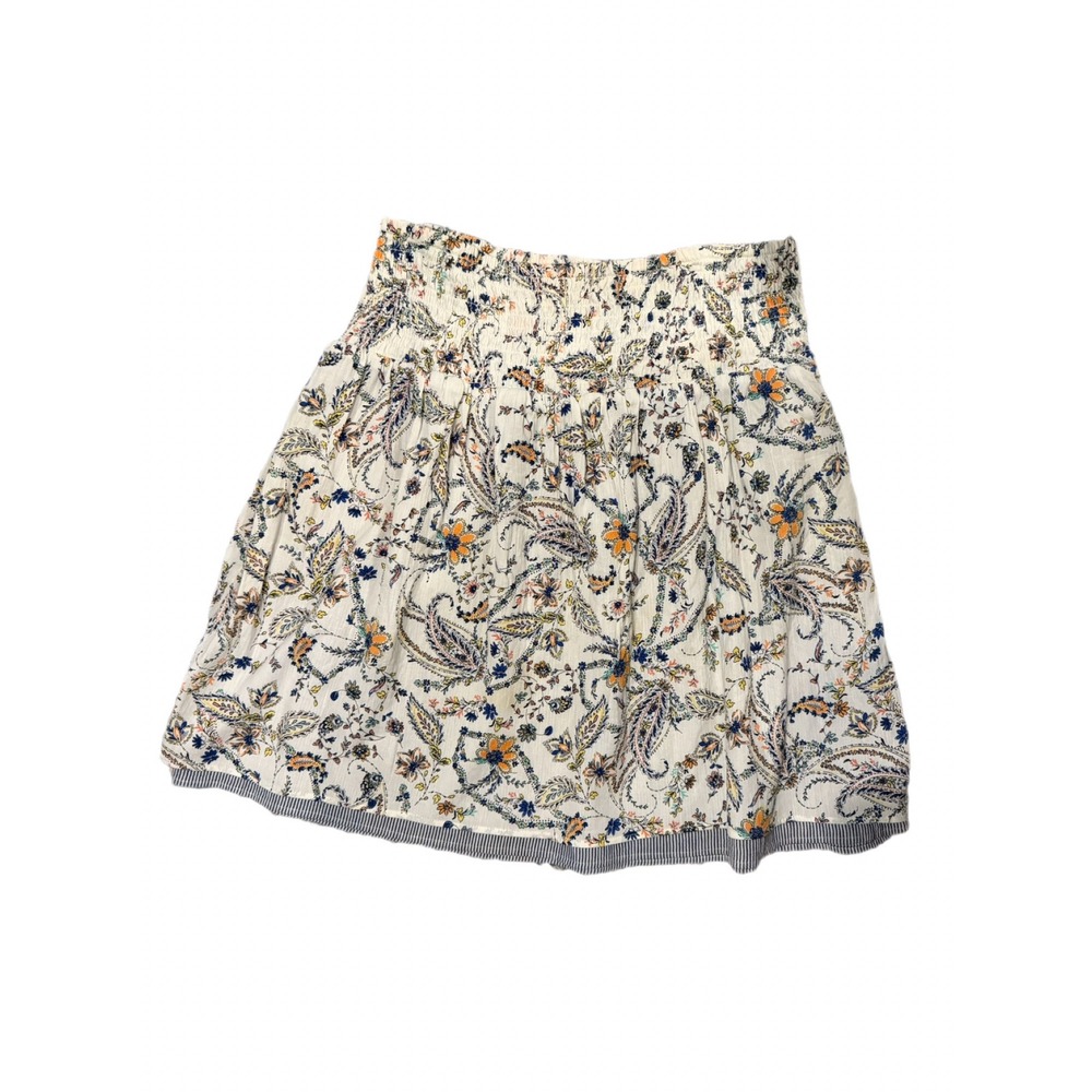 J. Jill Womens Porcelain Artisan Paisley Smocked Layered Skirt sz L tall boho